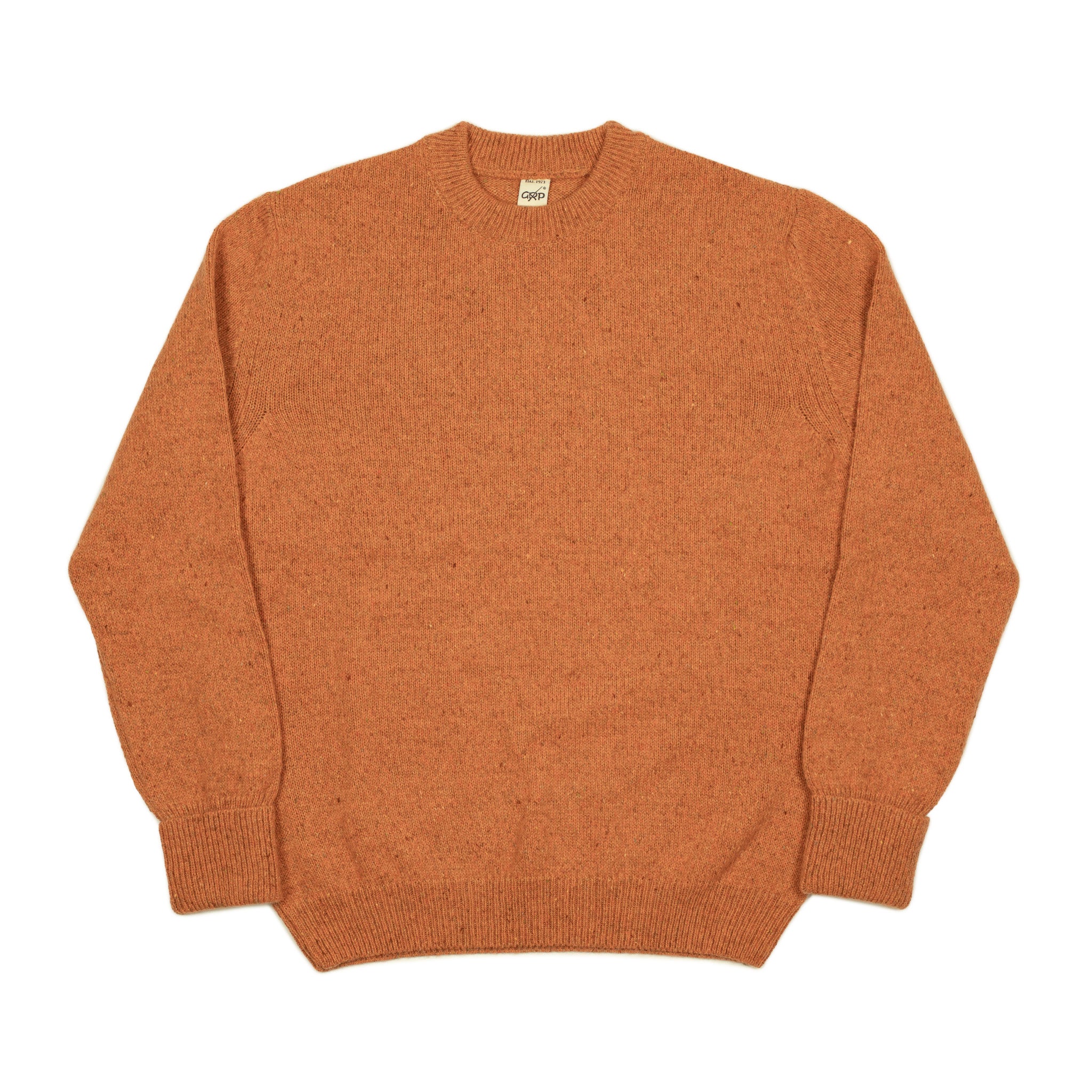 Crewneck sweater in orange merino wool and alpaca mix (restock)