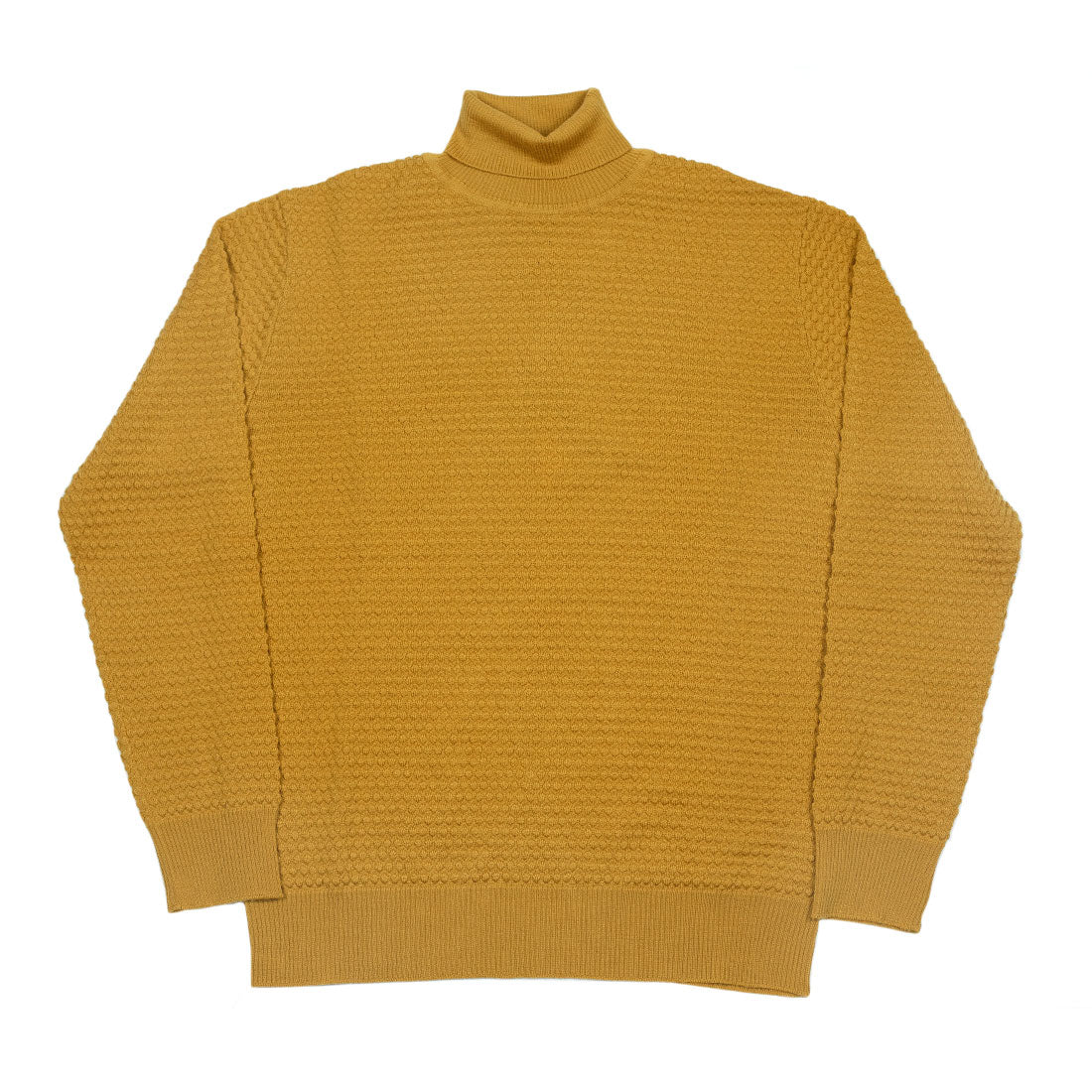 Bubble stitch rollneck in ochre merino wool (restock)