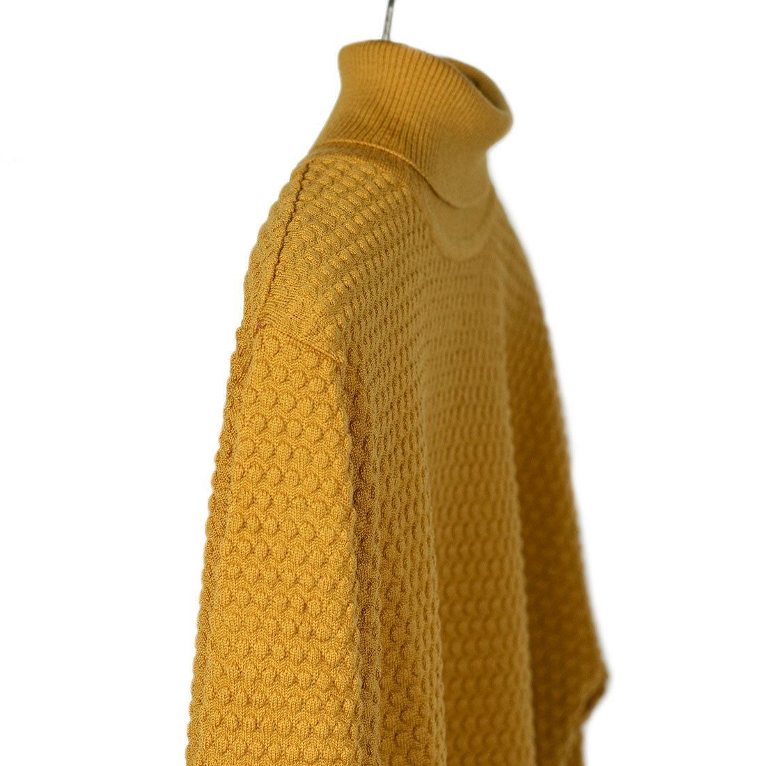 Bubble stitch rollneck in ochre merino wool (restock)