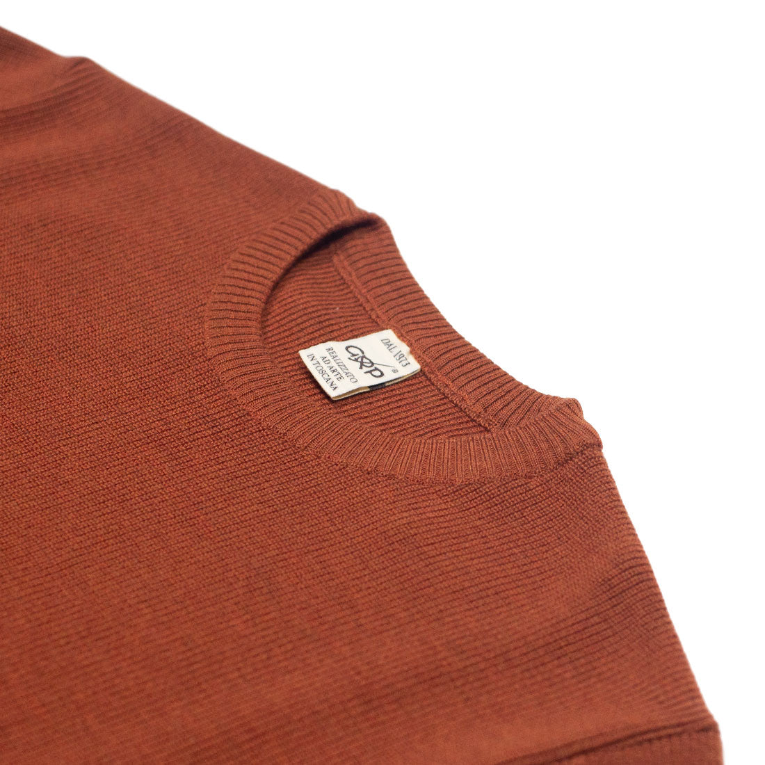 Dry-hand merino wool crewneck sweater in burnt orange (restock)