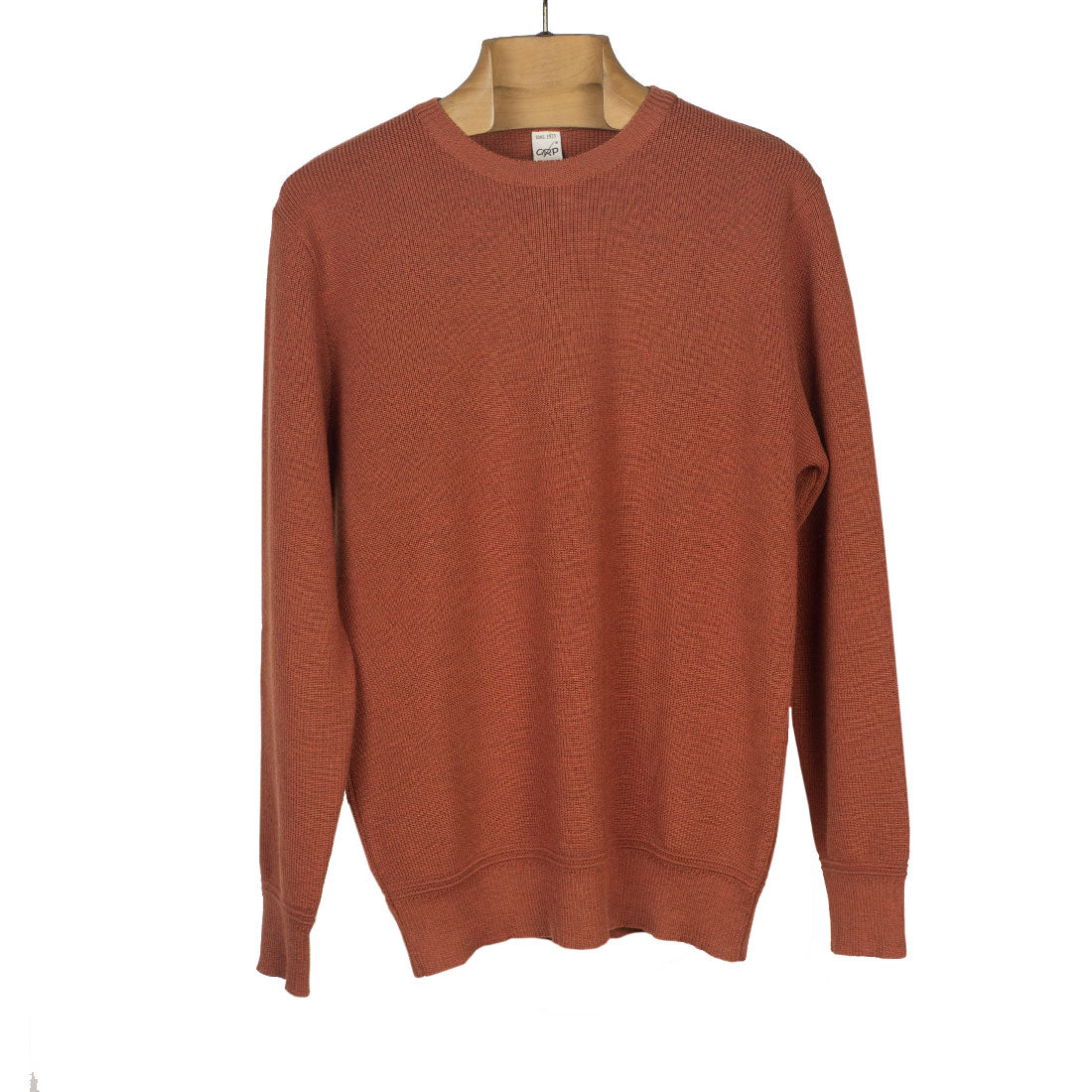 Dry-hand merino wool crewneck sweater in burnt orange (restock)