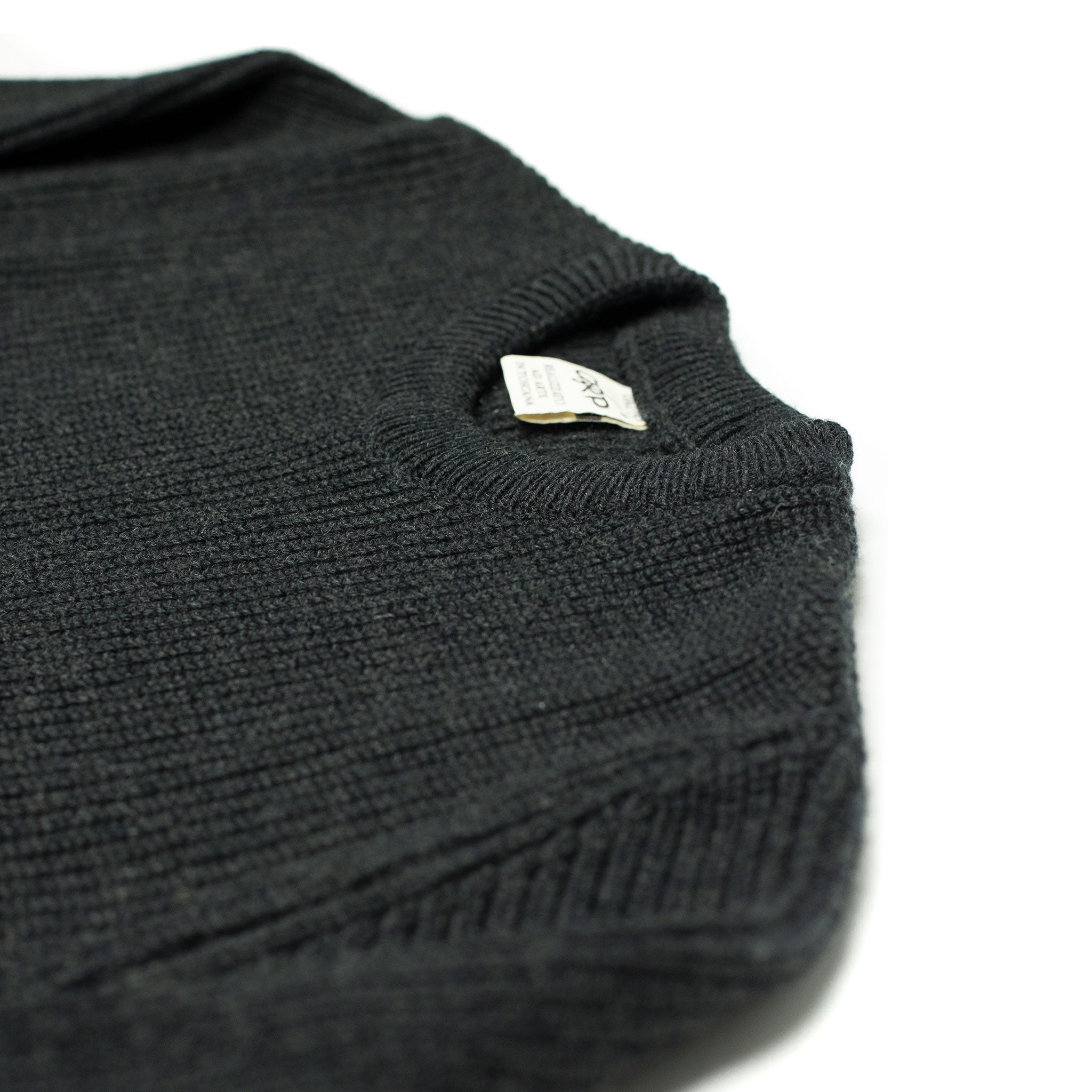 Chunky ribbed crewneck sweater in charcoal merino wool (restock)