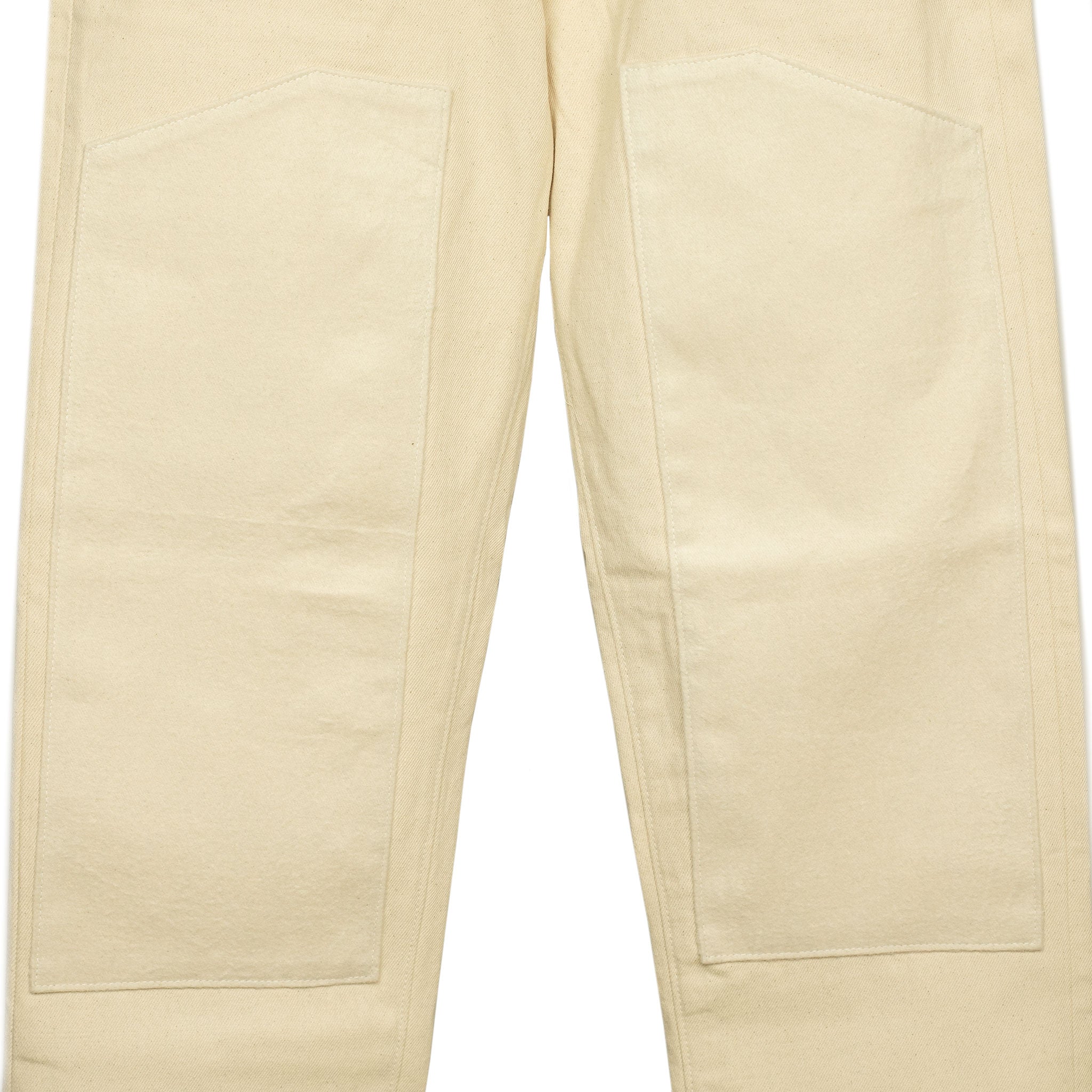 Double knee trouser in reversed cream brushed back cotton twill