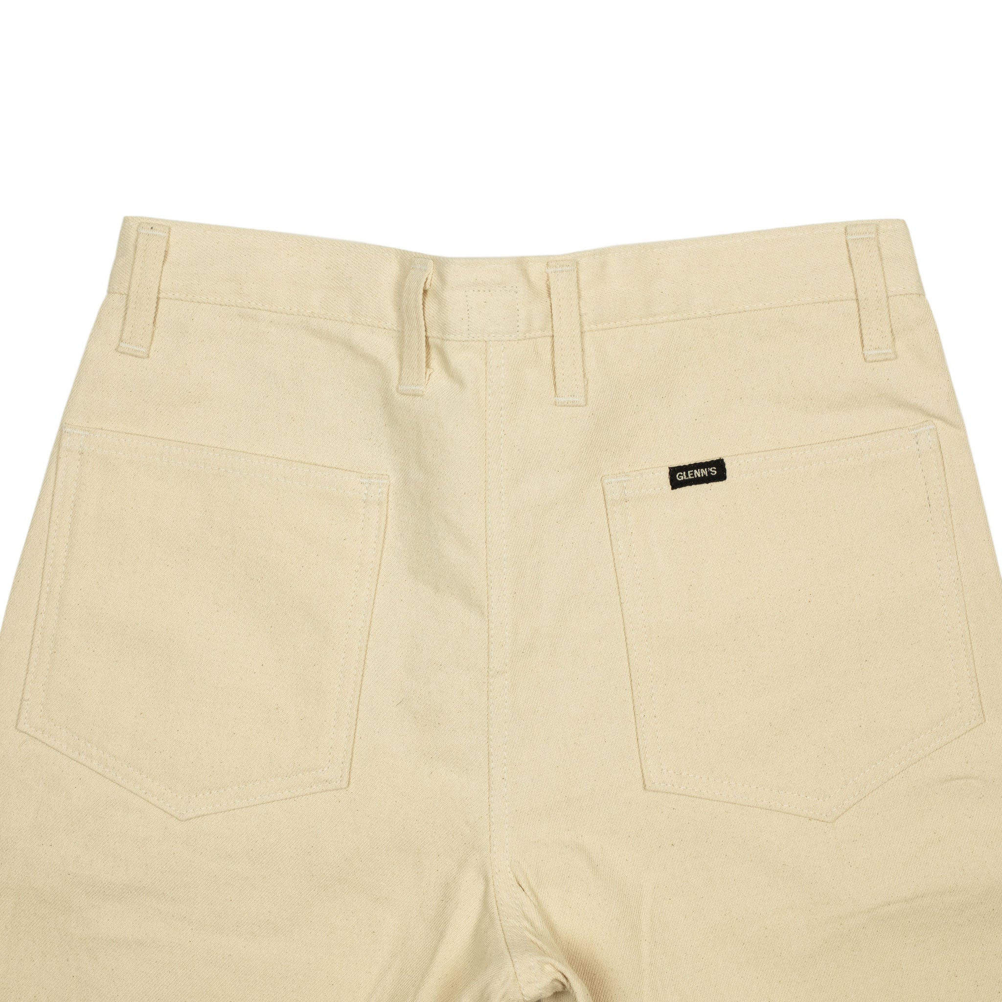 Double knee trouser in reversed cream brushed back cotton twill