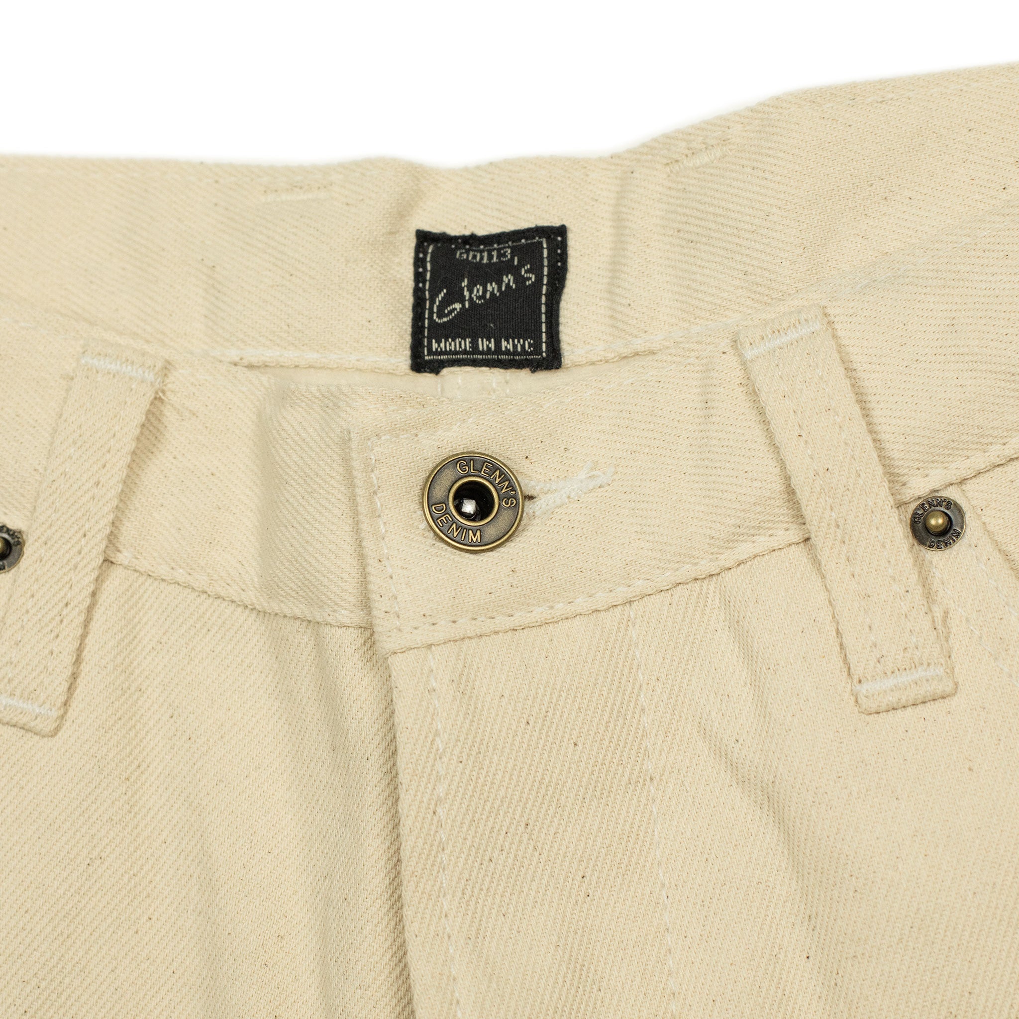 Double knee trouser in reversed cream brushed back cotton twill