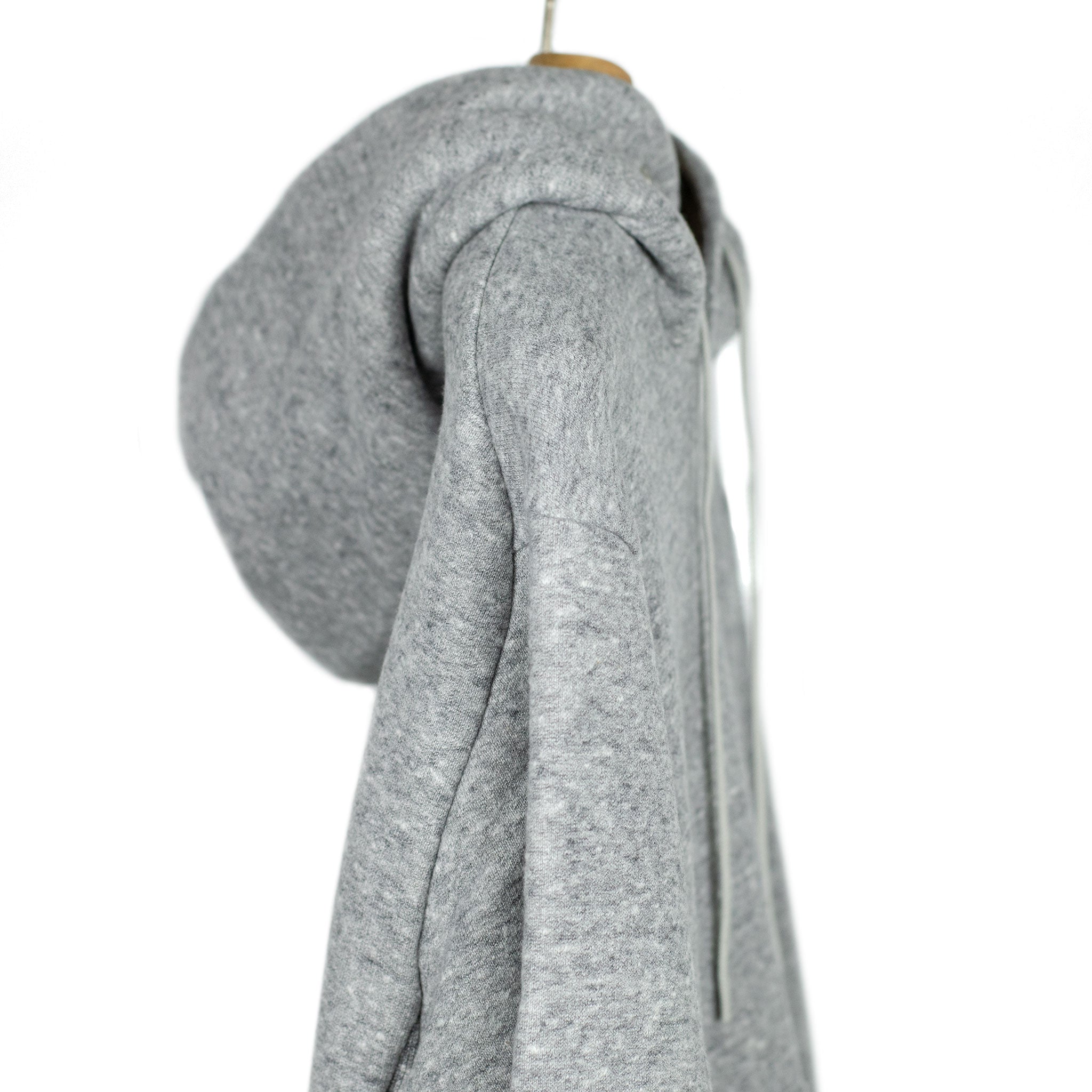 Fleece hooded sweatshirt in grey melange cotton and lyocell (restock)