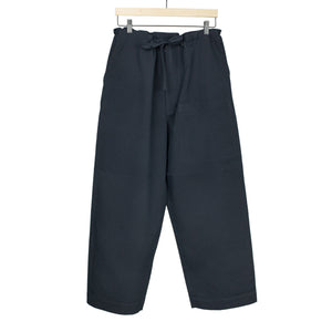 Kaptain Sunshine Drawstring easy pants in navy cotton and silk