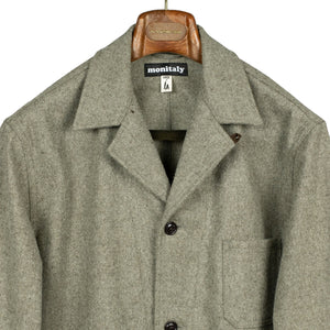 Monitaly Italian Jail Jacket in taupe melange wool flannel – No