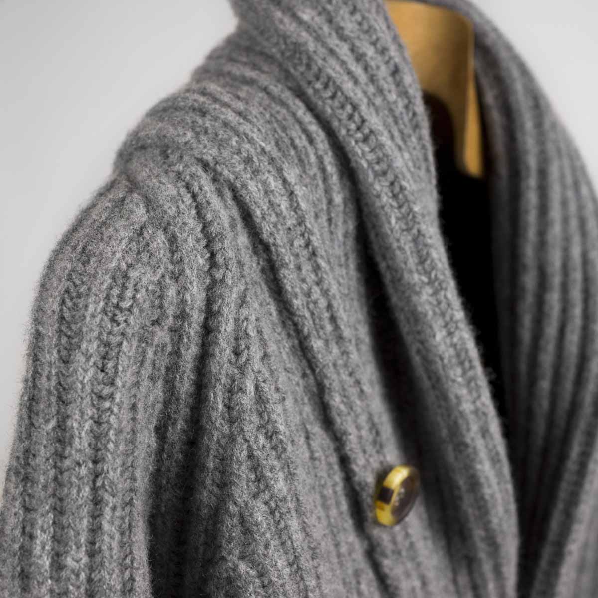 Grey mix shawl collar lambswool cardigan jacket