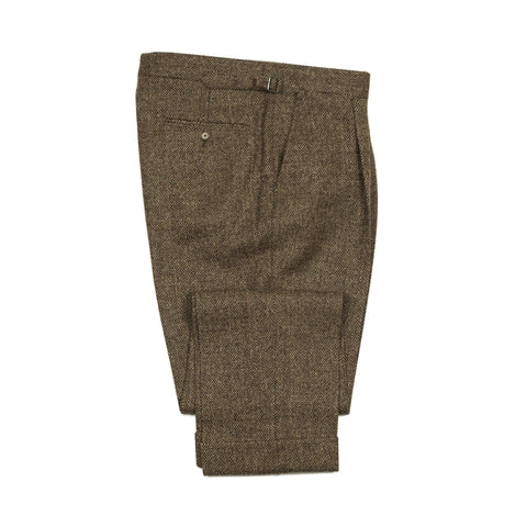 Pleated Trousers - Nailhead Tweed - Cool Sage