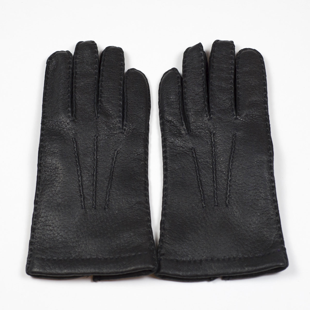 Black real peccary gloves, cashmere lined (restock)