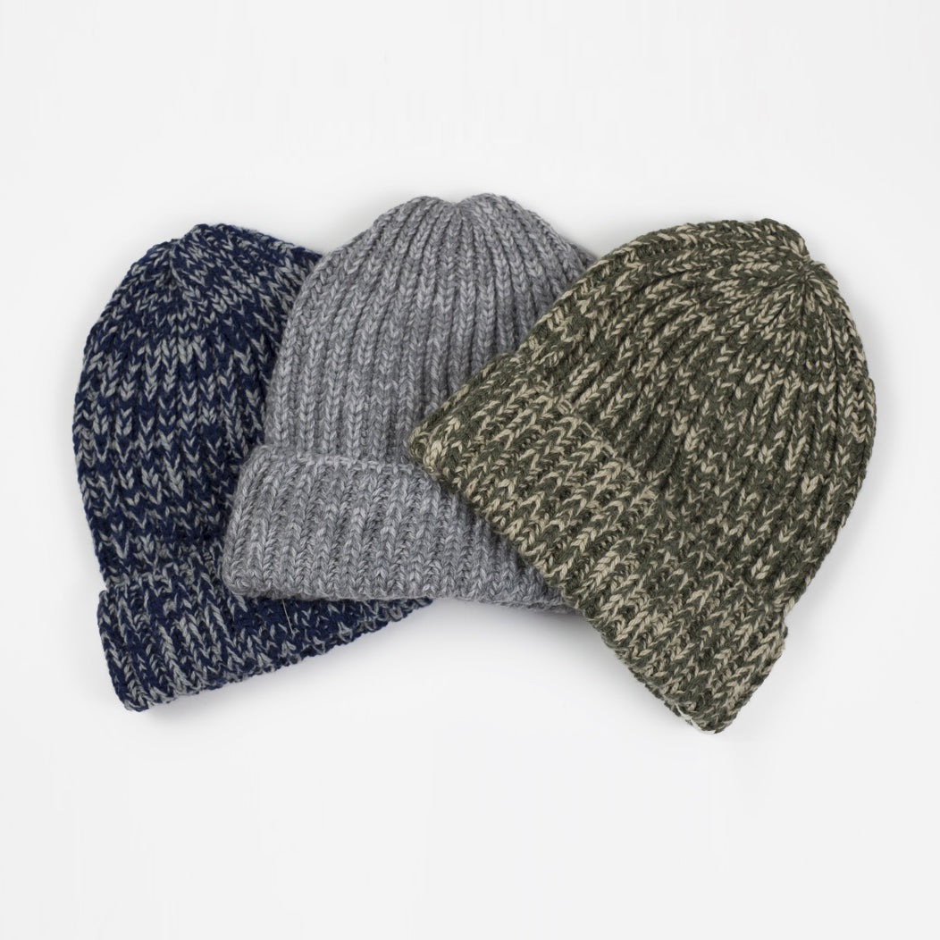 Grey marled wool watch cap