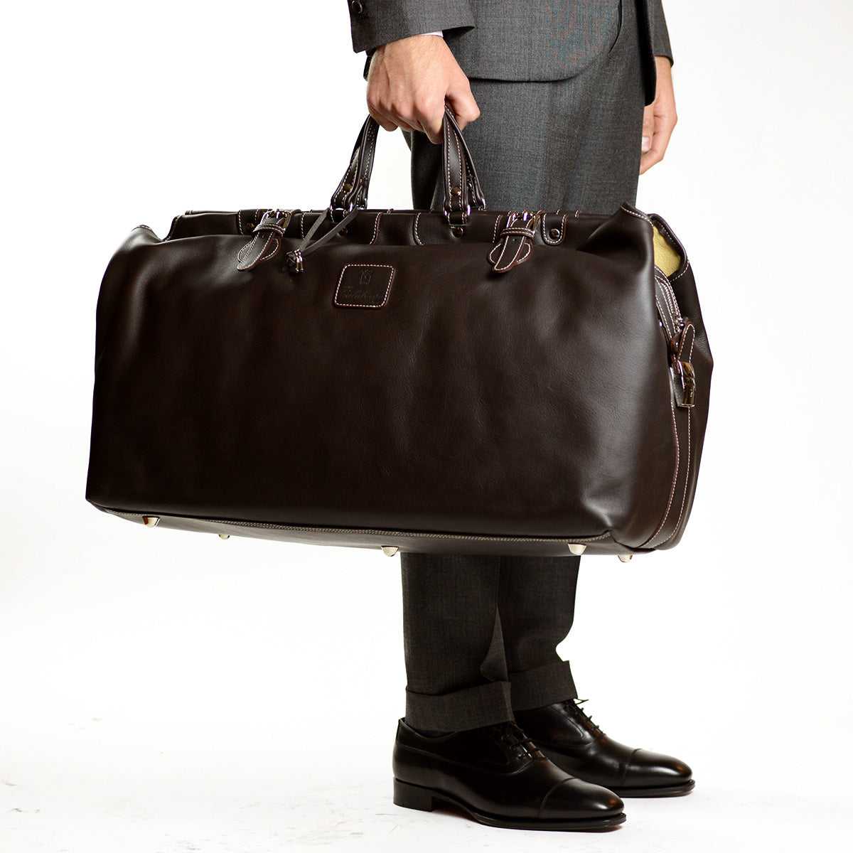 Brown Pompei leather travel bag