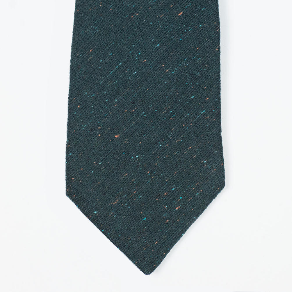 Forest green silk & wool donegal tie