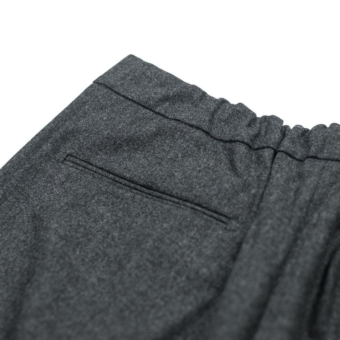 Easy pants with side tabs in grey wool flannel