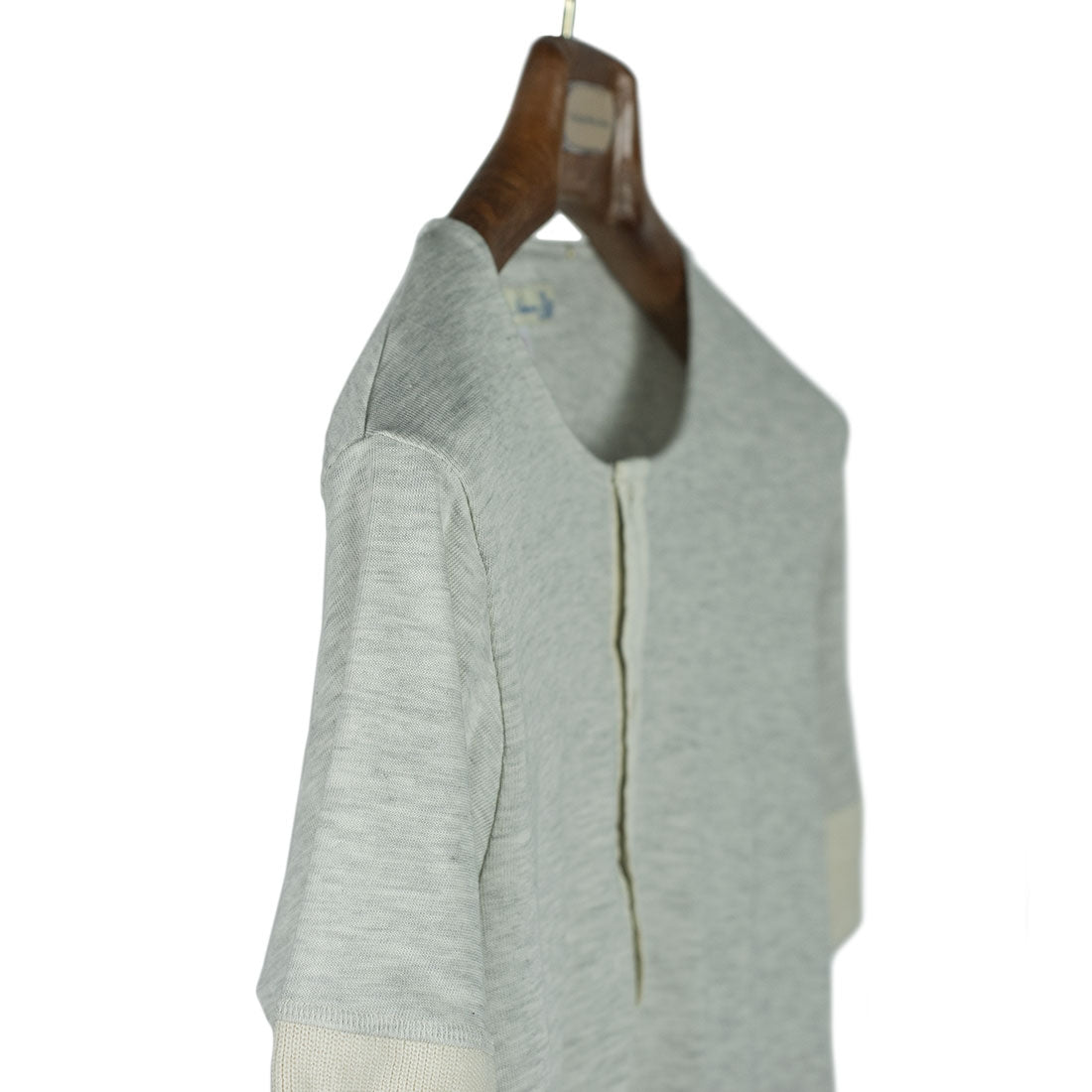 Grey melange short-sleeve 103 Henley shirt