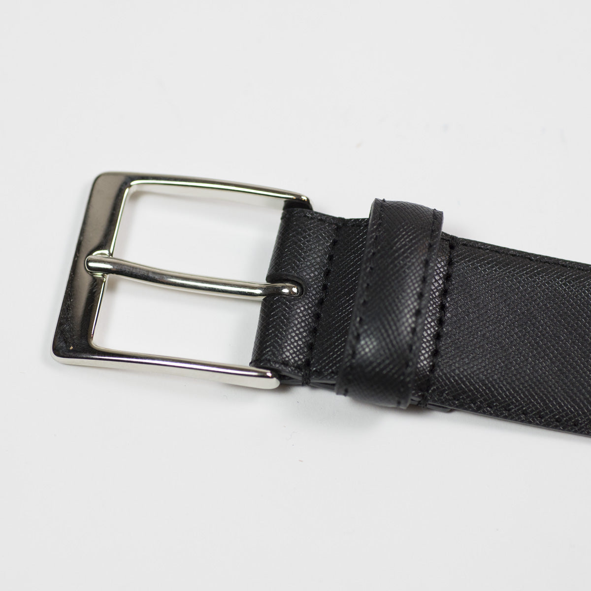 Black Saffiano leather dress belt