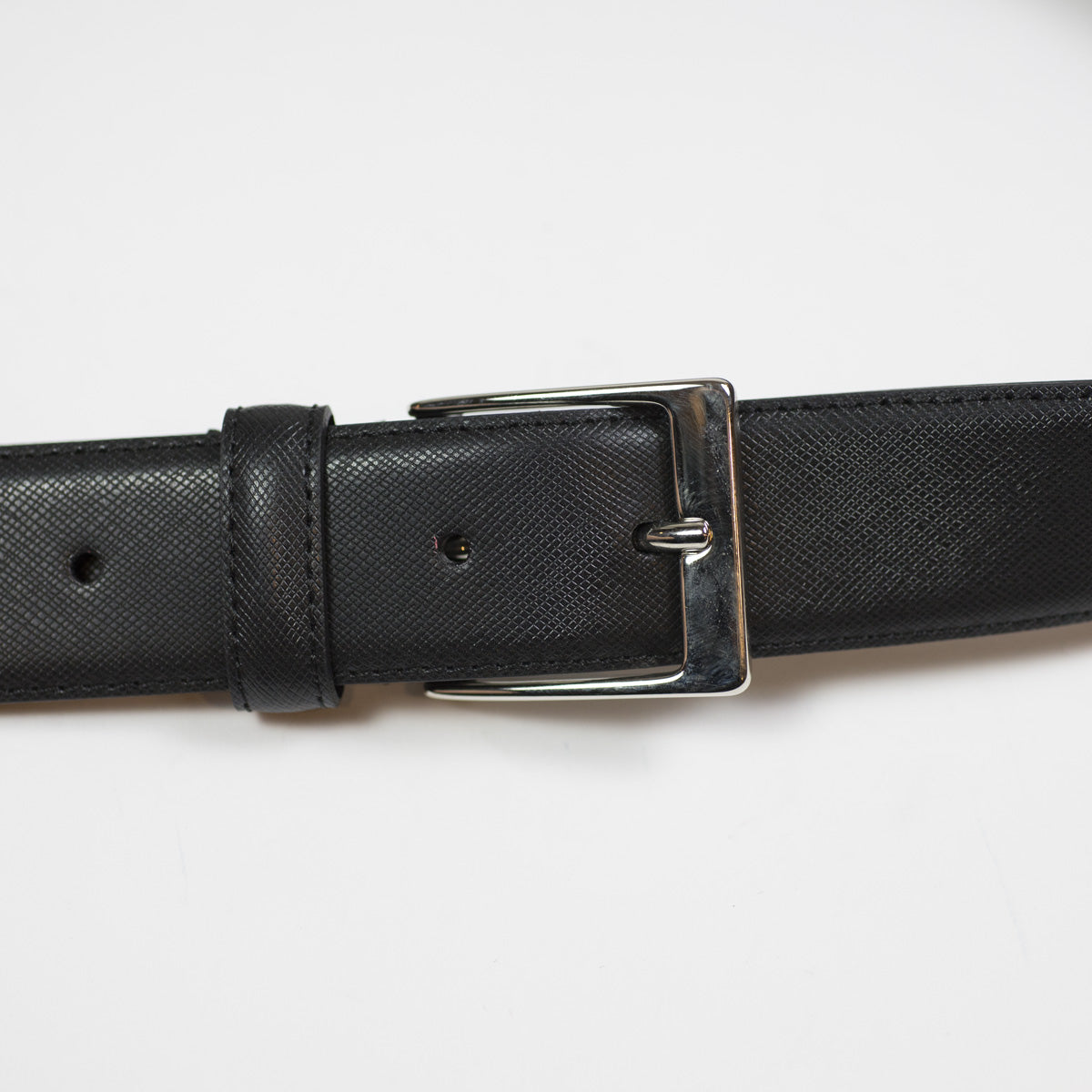 Black Saffiano leather dress belt