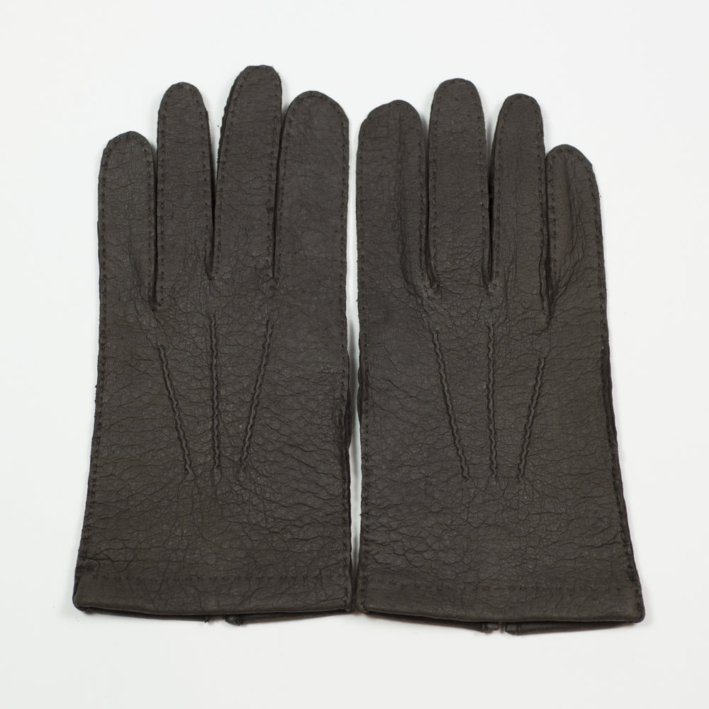 Brown real peccary unlined gloves (restock)