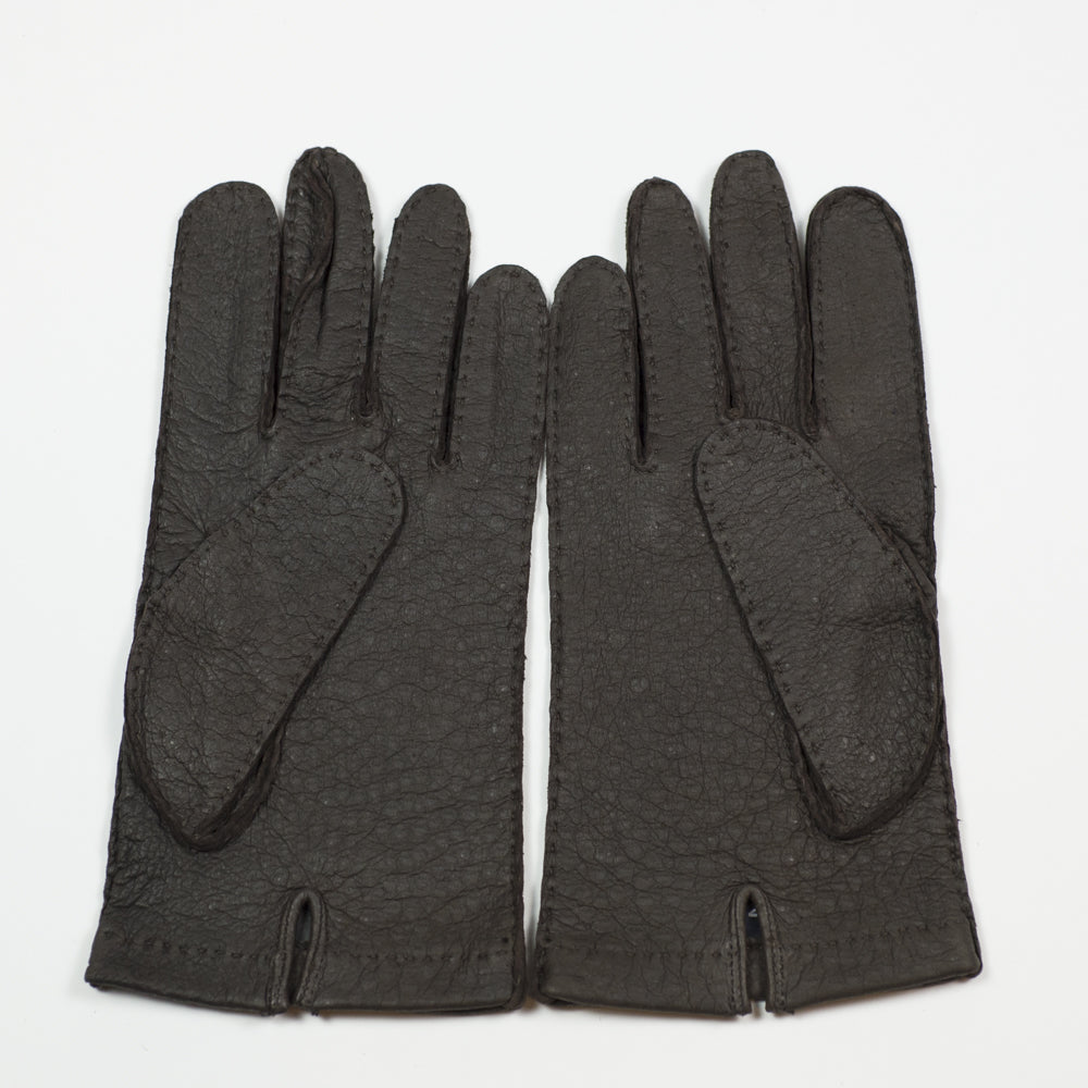 Brown real peccary unlined gloves (restock)