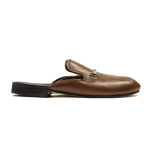 Nelson slip-on bit mules in brown leather