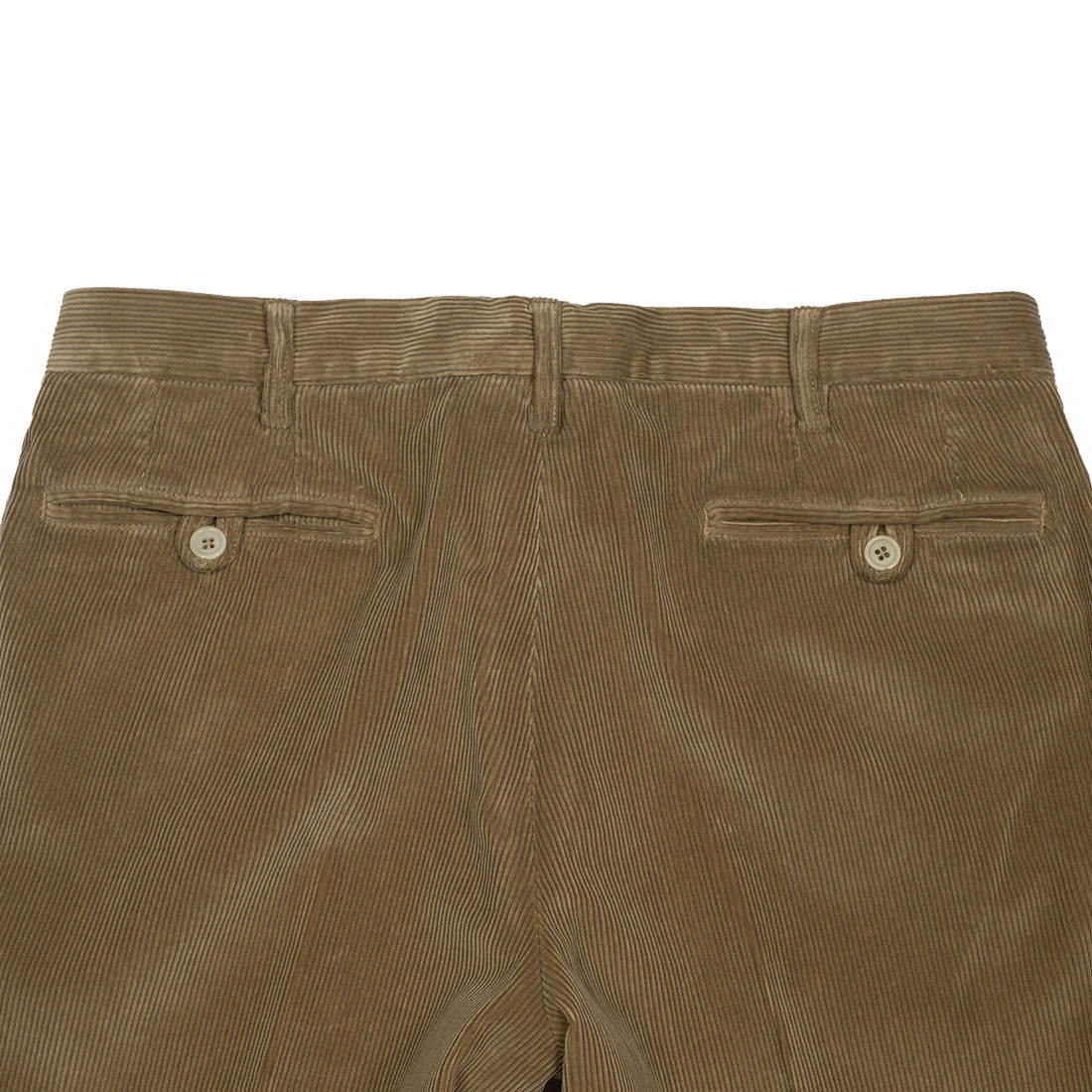 Beige garment-dyed cotton corduroy trousers