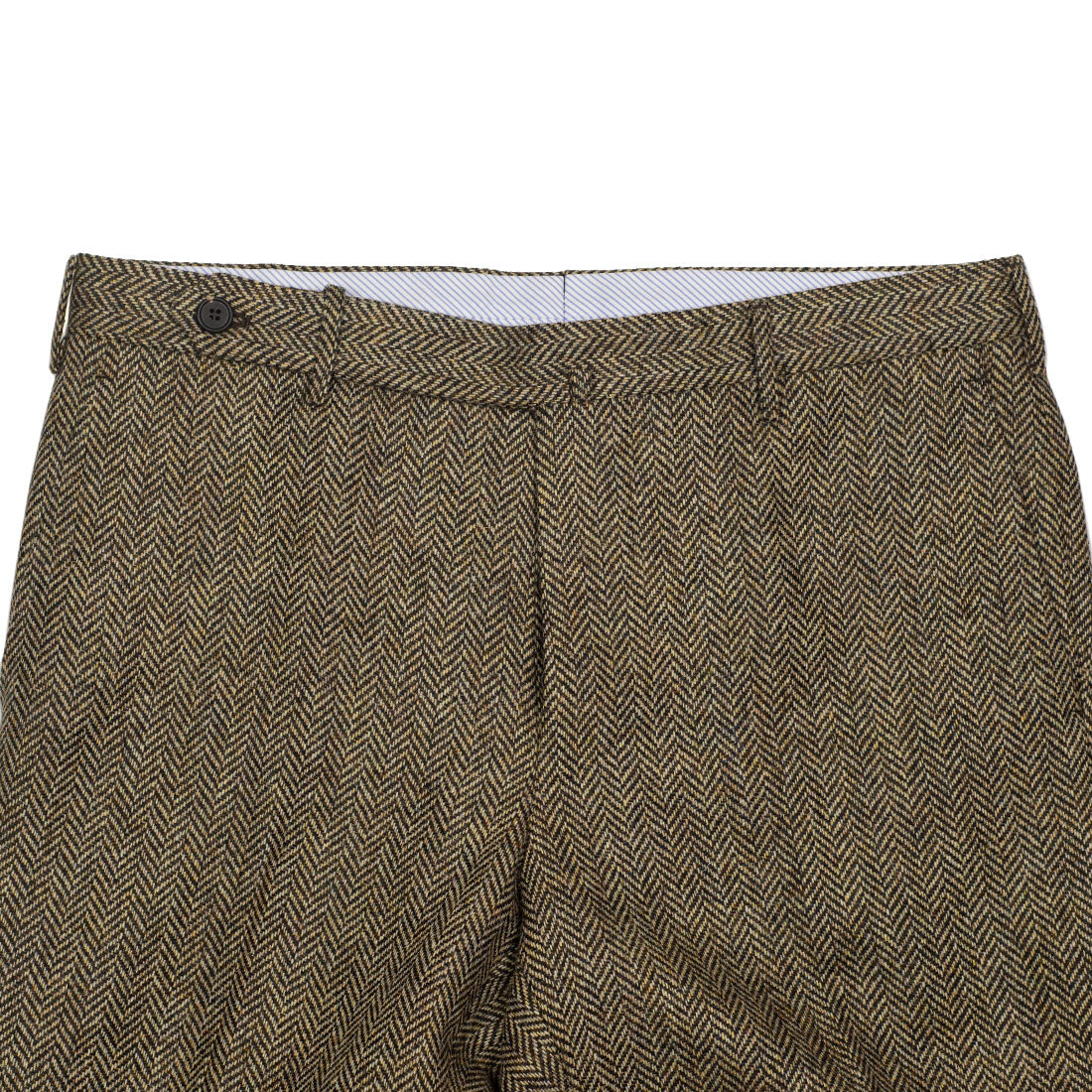 Beige herringbone tweed wool trousers