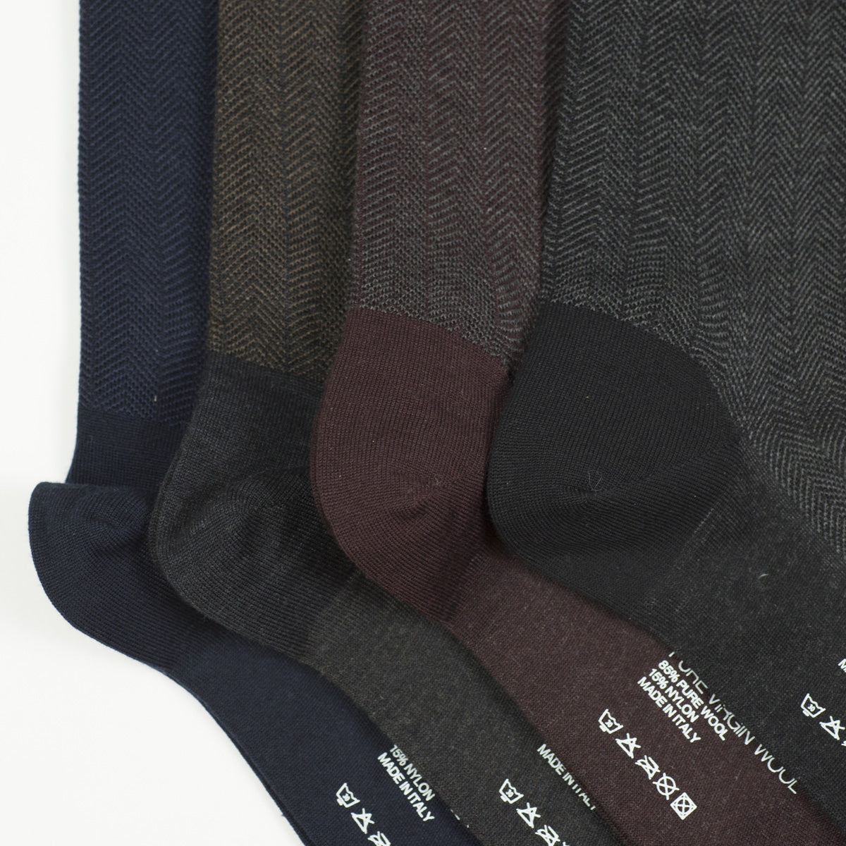 Burgundy herringbone over-the-calf wool socks