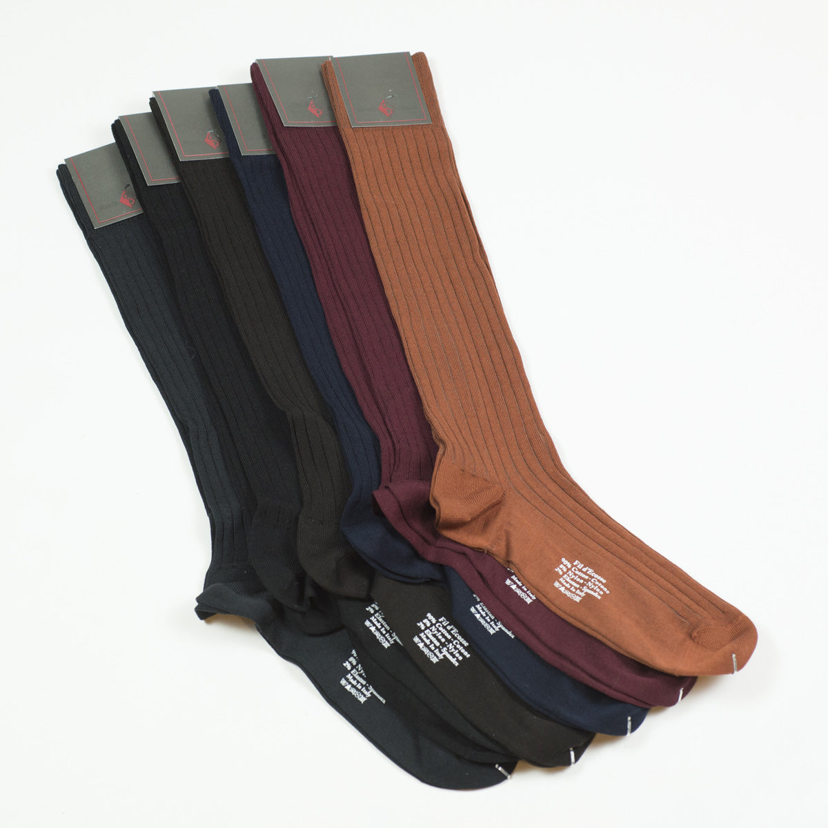 Burgundy over-the-calf fil d'ecosse cotton socks