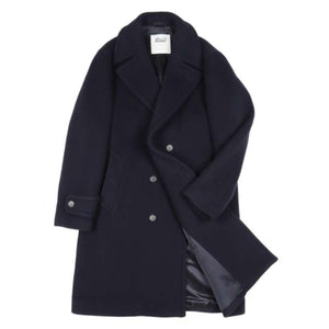 [PRE-ORDER DEPOSIT FW22] Double-breasted bridge coat in navy wool/cashmere felt