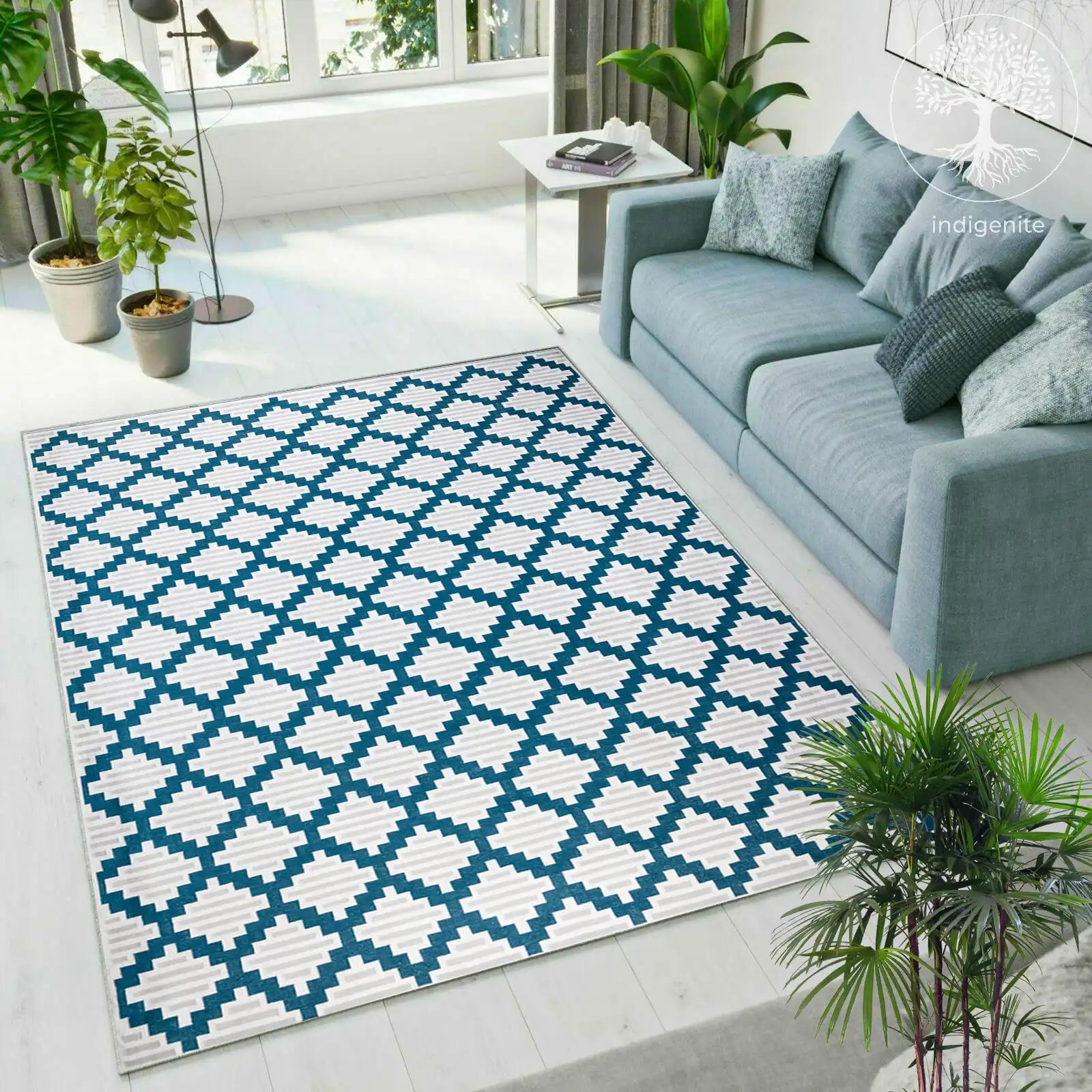 Buy Zesture Home Flat Weave Blue Geometrical Design Living Room Bedroom  Kitchen Multipurpose Carpet Area Rug Dhurrey Mat - 5 Feet X 7 Feet, Blue -  Aqua Online at Low Prices in India 