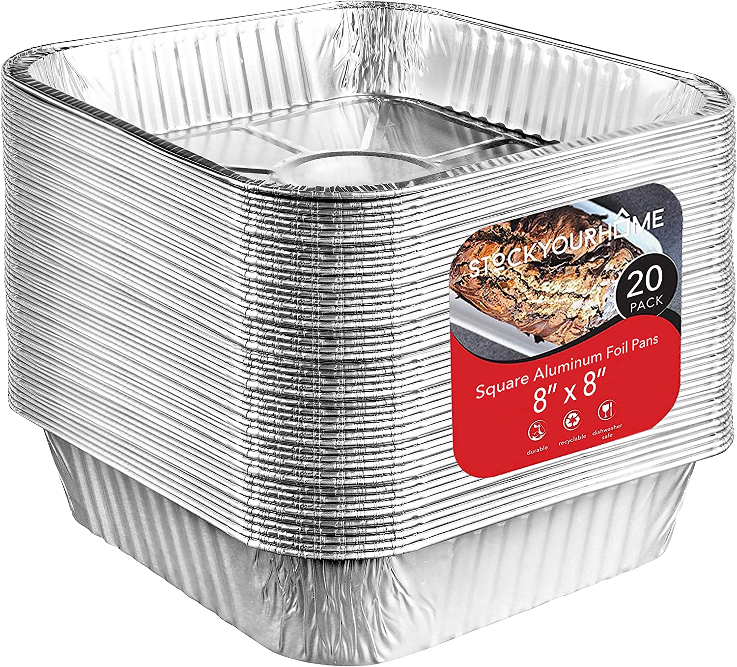 EHOMEA2Z Aluminum Pans Disposable Half Size (30 Pack) 9x13 Prepping,  Roasting, Food, Storing, Heating, Cooking, Chafers, Catering, Crawfish Trays