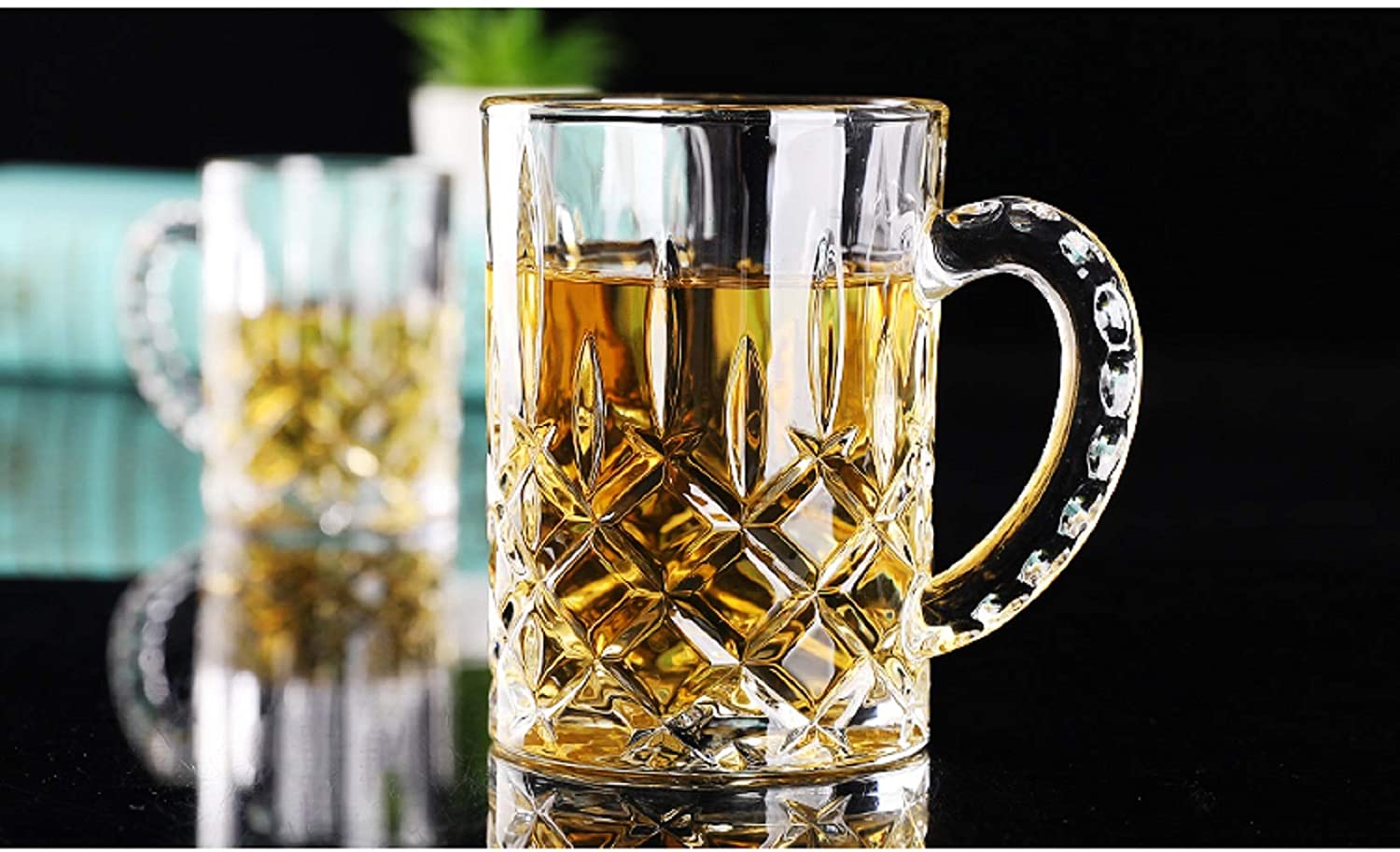 Crystal Muscle Beer Mug Set of 1 Imported with Handle 600ml