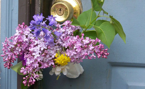 May Day flowers on doorknob