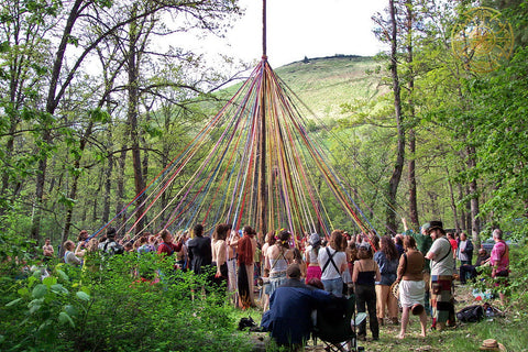 May pole dance in the woods