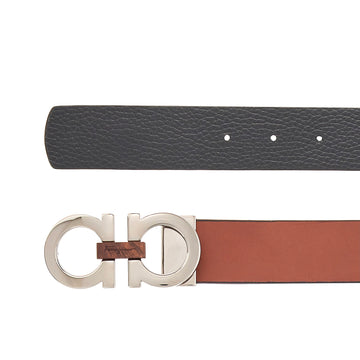 Ferragamo Black Blue Leather Adjustable & Reversible belt – NYC