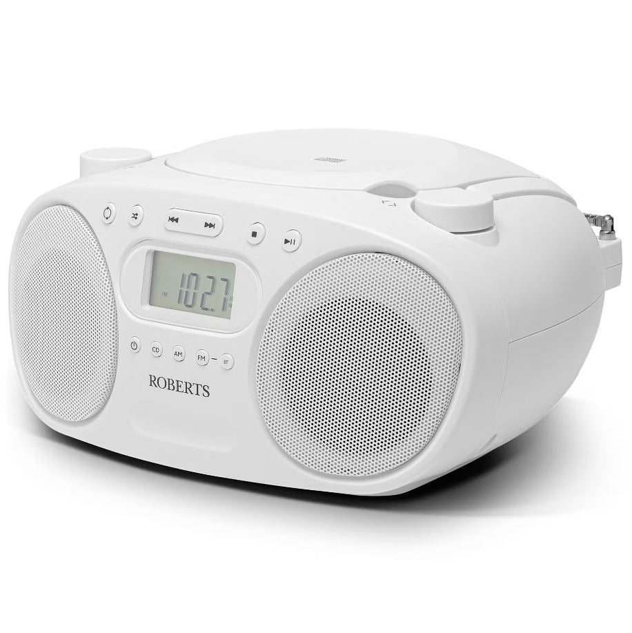 Photos - Portable Speaker Roberts Radio ZOOMBOX FM CD / FM / AM Stereo Boombox - White ZOOMBOXFM WHT 