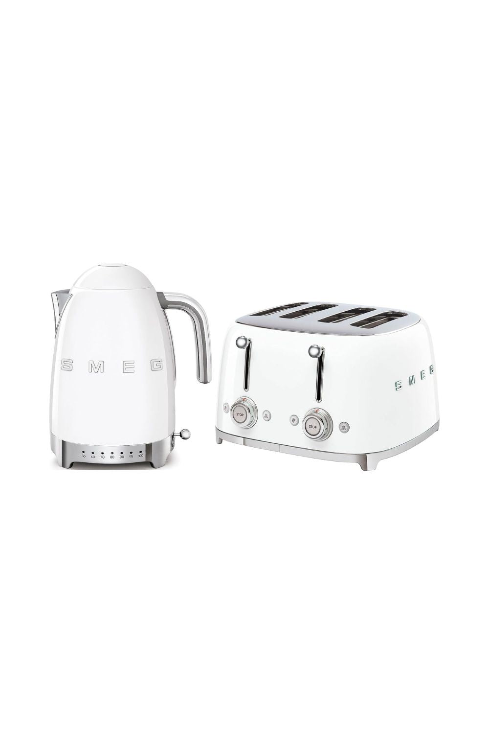Smeg Bundle Set TSF03 4-Slice Toaster and KLF04 1.7L Variable Temperature Controlled Kettle - White from MagicVision