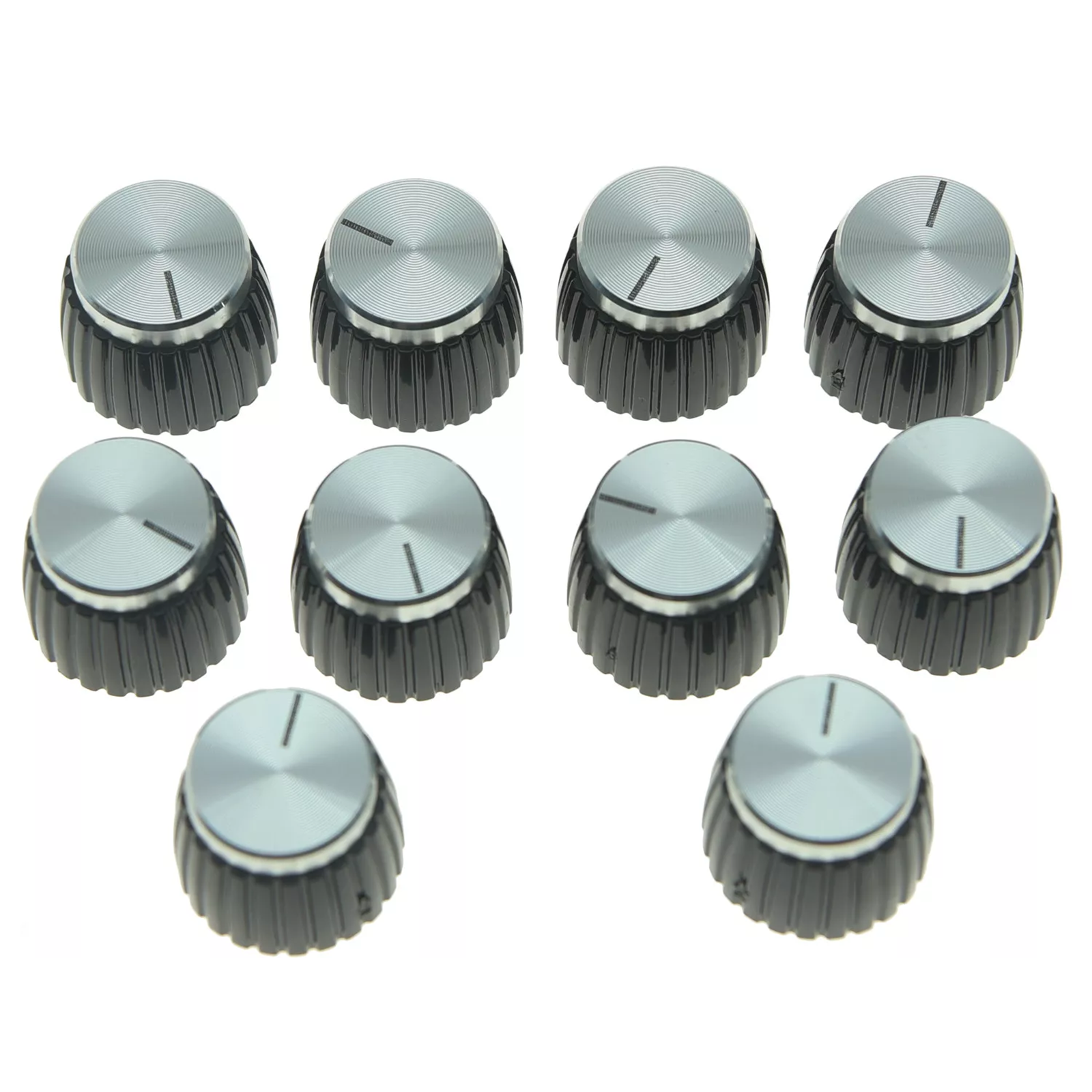 Marshall Amp Knobs - Black with Silver Cap, Push-On (Set of 10)