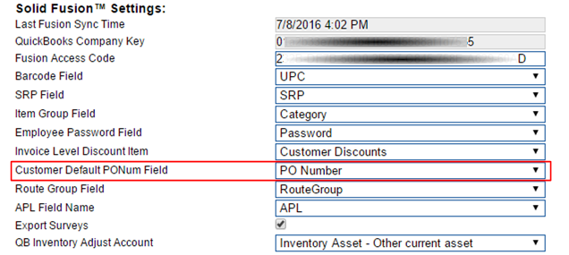 Default PO Number Setting