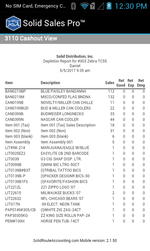 Depletion Report