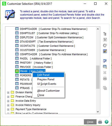 Sage Panel Selection