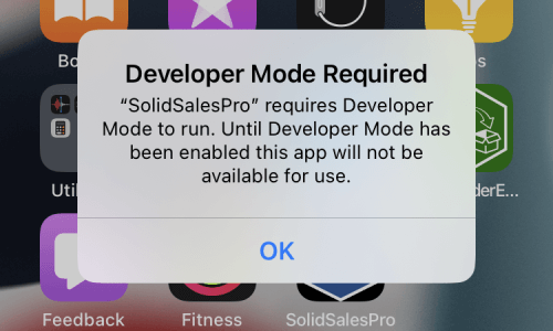 Solid Sales Pro on iOS 16 Developer Mode Required