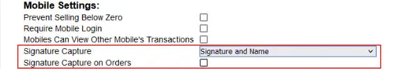 Solid Route Accounting Signature Capture Settings