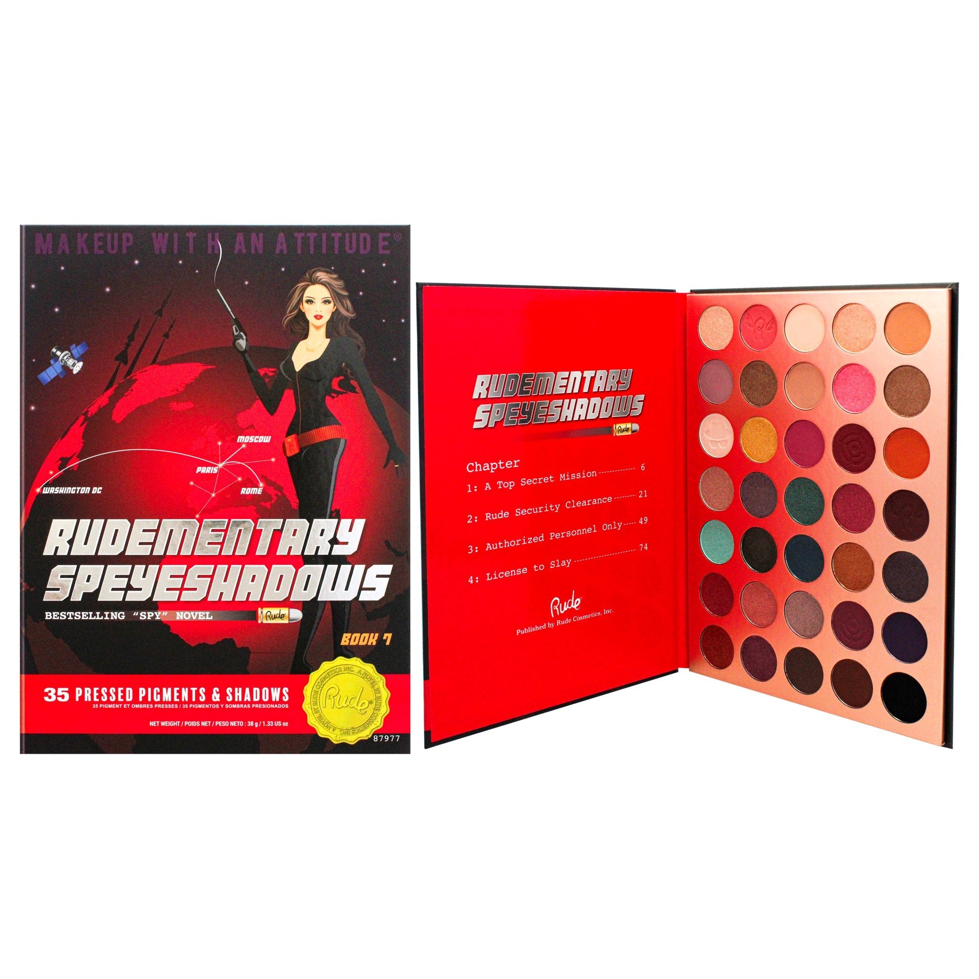Rudementary SpeyeShadows 35 Eyeshadows Palette - Book 7 by Rude Cosmetics for Women - 1.33 oz Eye Sha