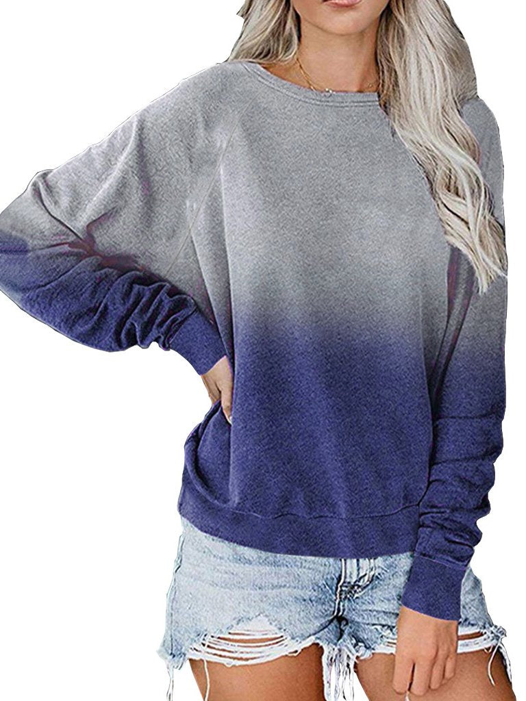 Women Long Sleeve Scoop Neck Gradient Printed Tops – nordswear