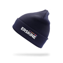 Load image into Gallery viewer, Navy beanie with embroidered Erskine logo on the cuff.
