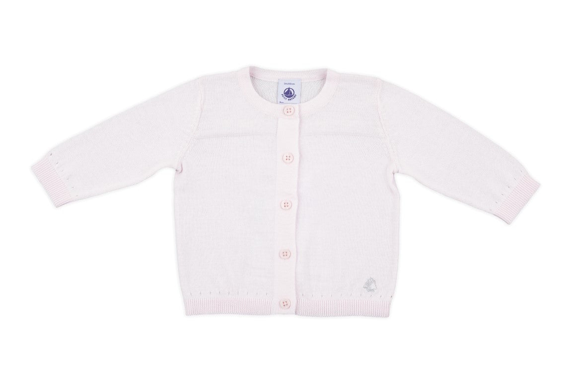 Petit Bateau Baby Knit Cardigan in Light Pink (6m)