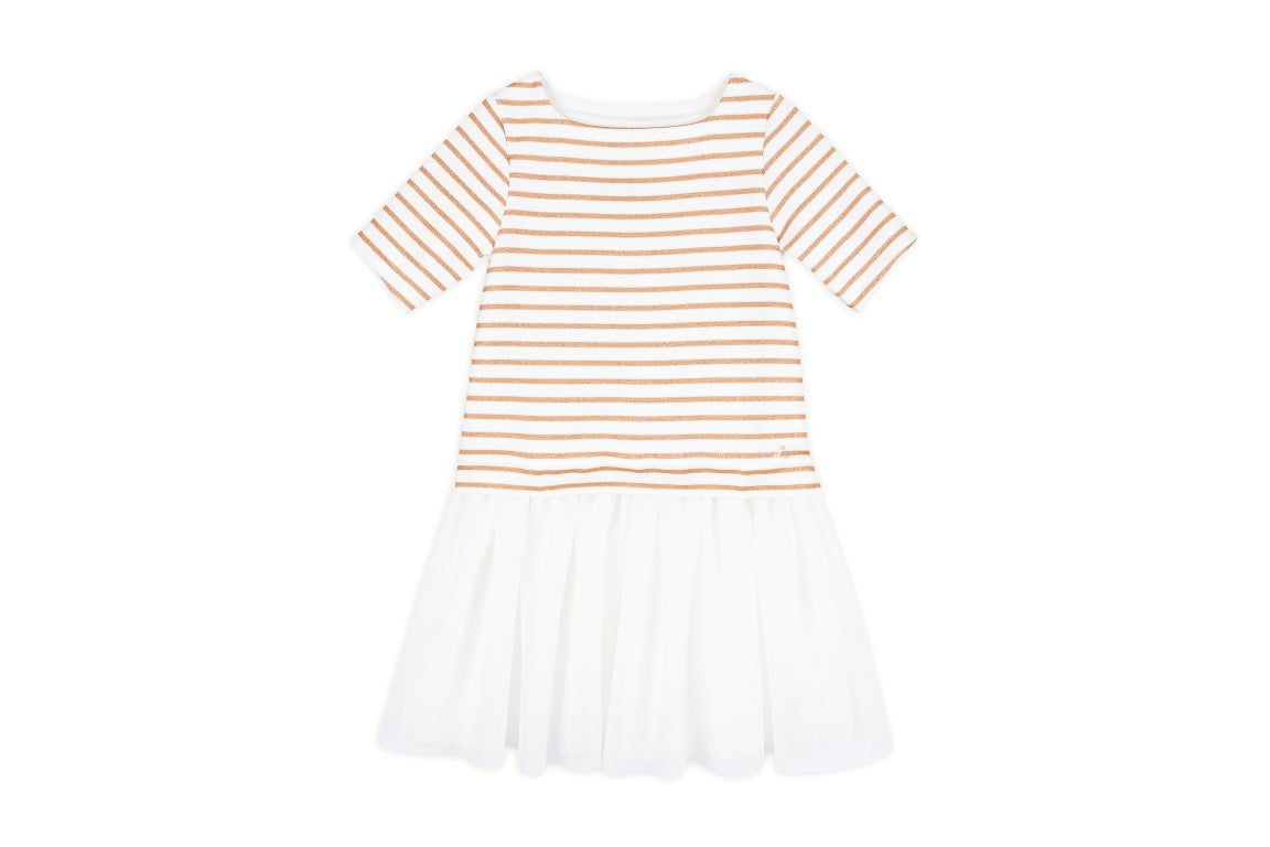 Petit Bateau Girl Short Sleeve Striped Top Tulle Skirt Dress (12m, 18m, 3T, 12T)