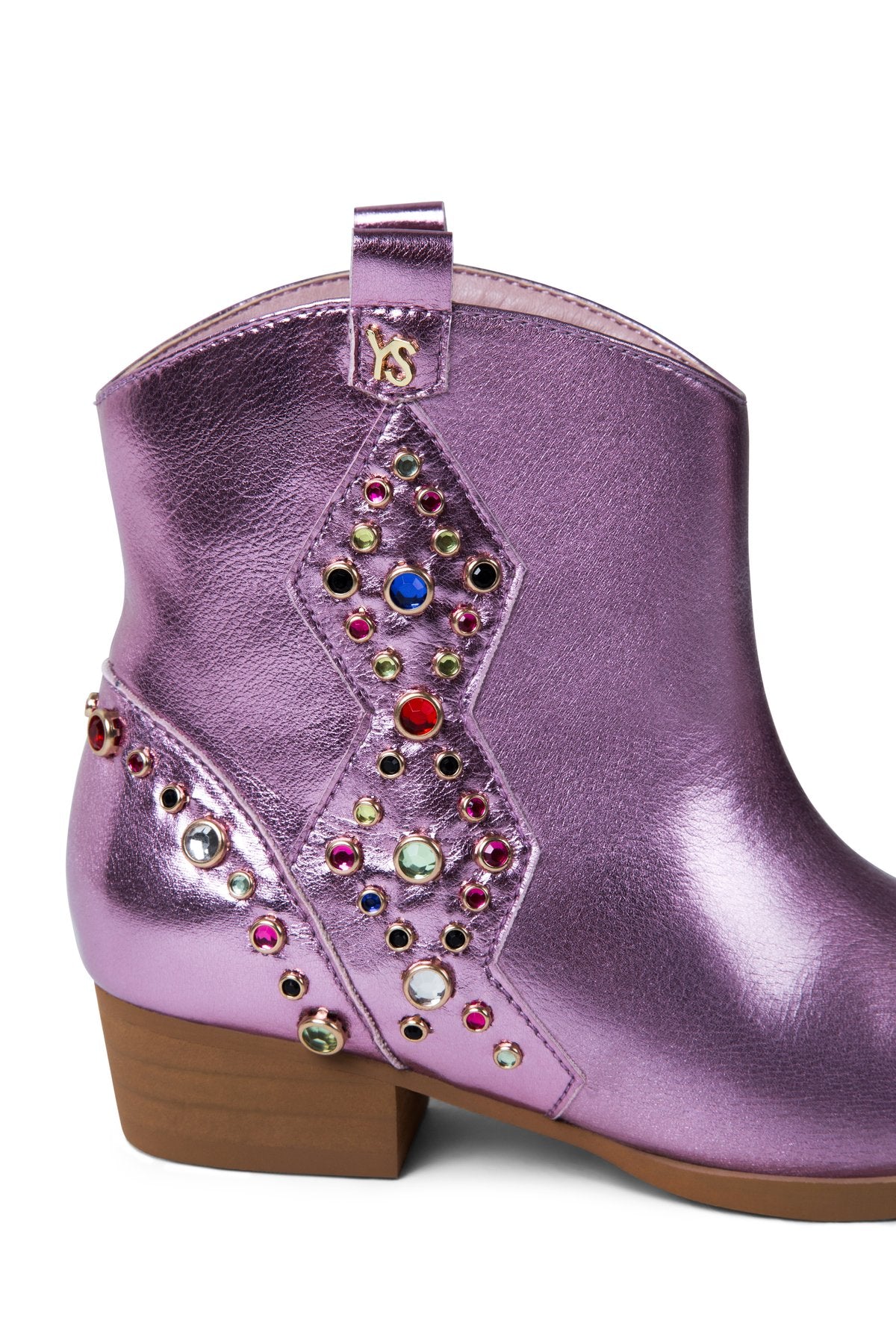 Miss Dallas Multi Gem Studded Boots - Light Pink Metallic